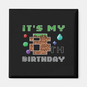 Íman Meu 8º Aniversário Pixel 8 Gamer Vídeo Jogos Menin