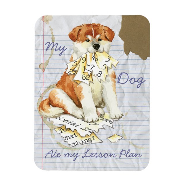 Íman Meu Akita Ate Meu Plano De Lição (Vertical)