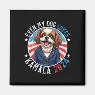 Íman Meu Cão ama Kamala 2024 Shih Tzu Lover Funny Camp