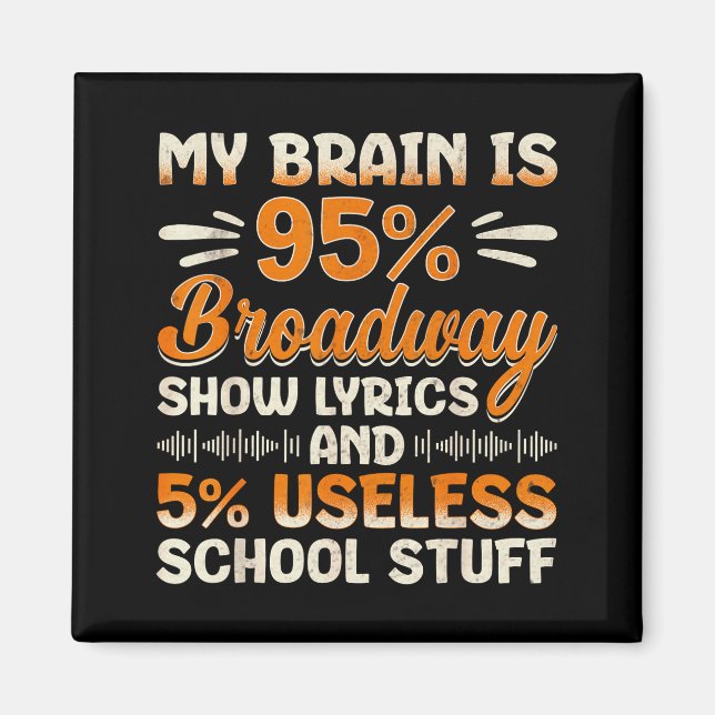 Íman Meu Cérebro É 95% Letras da Broadway Nerd Teatro M (Frente)