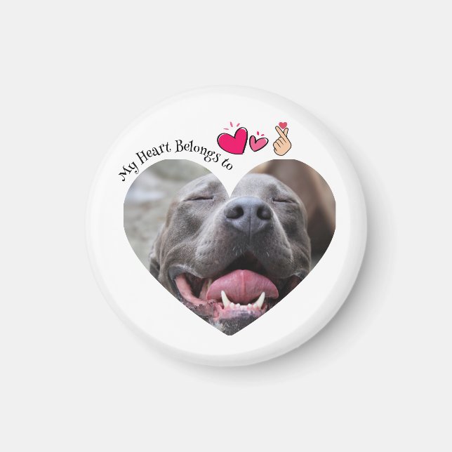Íman Meu Coração Pertence à foto personalizada do cacho (Frente)