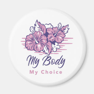 Íman Meu Corpo Minha Escolha Ilustração Floral Violeta