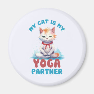 Íman Meu Gato É Meu Parceiro Yoga - Adorável Gato Medit