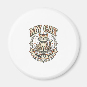 Íman Meu Gato Julga Você Sarcasmo Atitude Vintage Vec