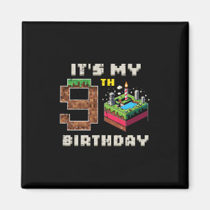 Íman Meu Jogo de Pixel de Aniversário de 9 Anos Bolo de