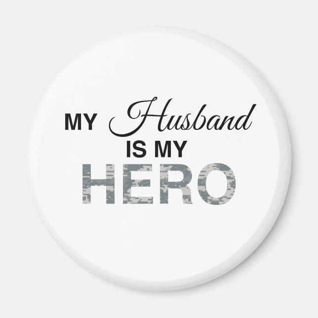 Íman Meu marido é minha camuflagem digital hero (Frente)
