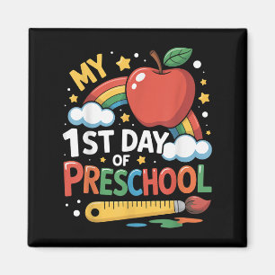 Íman Meu Primeiro Dia De Pré-Escolas Engraçado Arco-Íri
