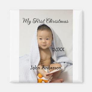 Íman Meu primeiro Natal adicione nome da criança data a