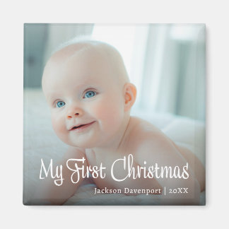 Íman Meu Primeiro Natal Foto Nome do Bebê Ano