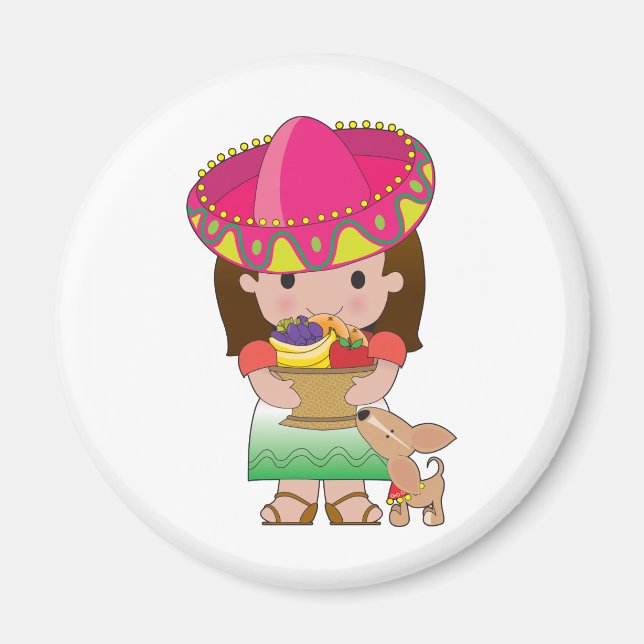 Íman Mexicano Girl and Dog (Frente)