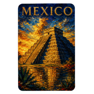 Íman Mexico: Aesthetic Sunset Chichen Itza Art Souvenir