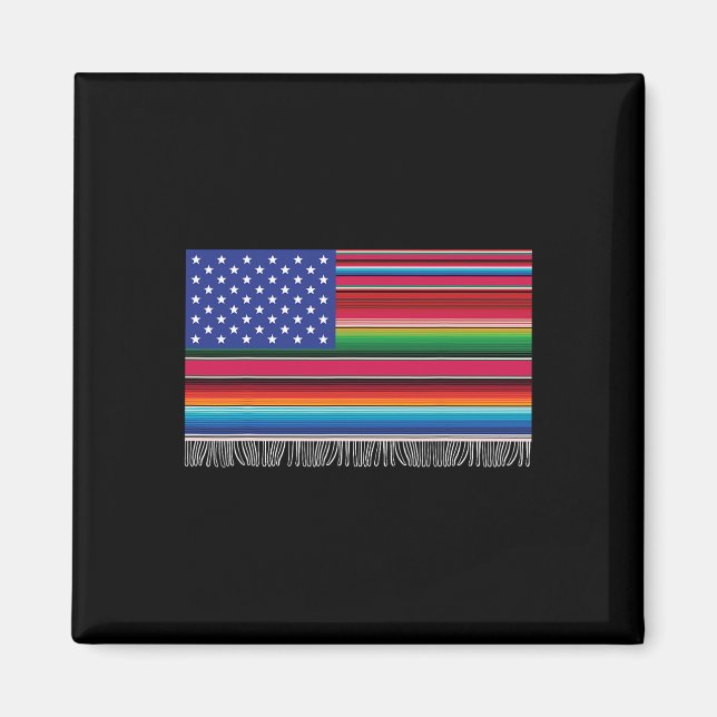 Íman México Americano Bandeira Serape Cinco De Mayo Par (Frente)