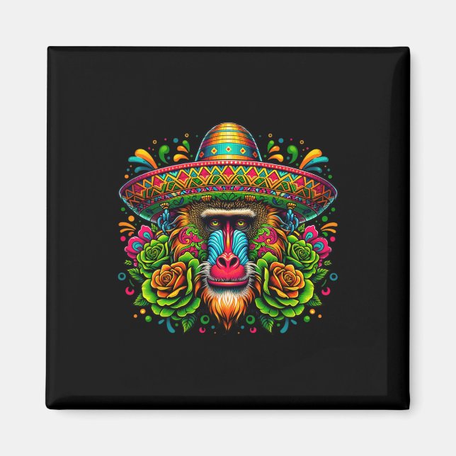 Íman México Cinco de Mayo Vamos Fiesta Party Baboon Mo (Frente)