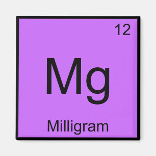 Íman Mg - Milligram - Símbolo de Elemento de Química 