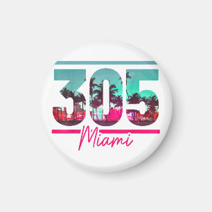 Íman Miami 305 Código de Área Flórida Palmeiras Vintage