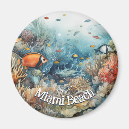 Íman Miami Beach Coral Reef e fisga aquarela