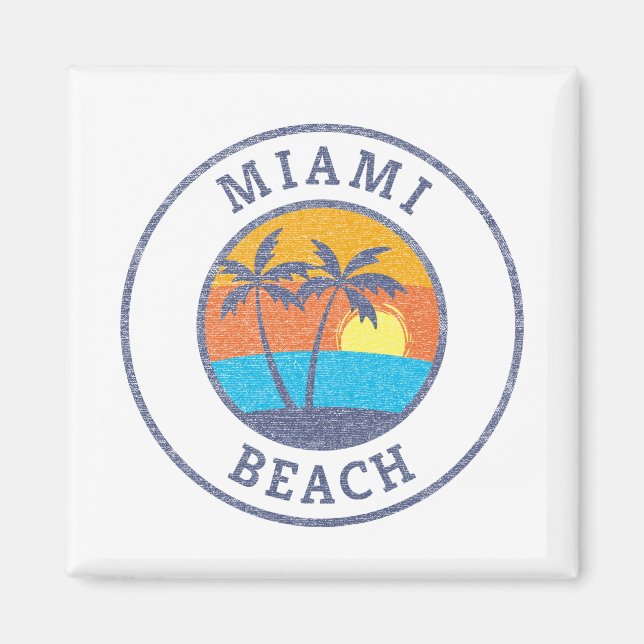 Íman Miami Beach, Flórida Estilo Clássico Desbotado (Frente)
