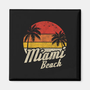 Íman Miami Beach Florida Fl Vintage Sunset Retro Vacati