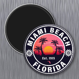 Íman Miami Beach Florida Retro Sunset Souvenirs 60s