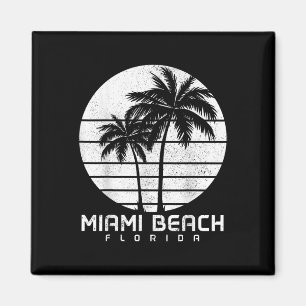 Íman Miami Beach Florida Vintage Palm Trees Beach Souve
