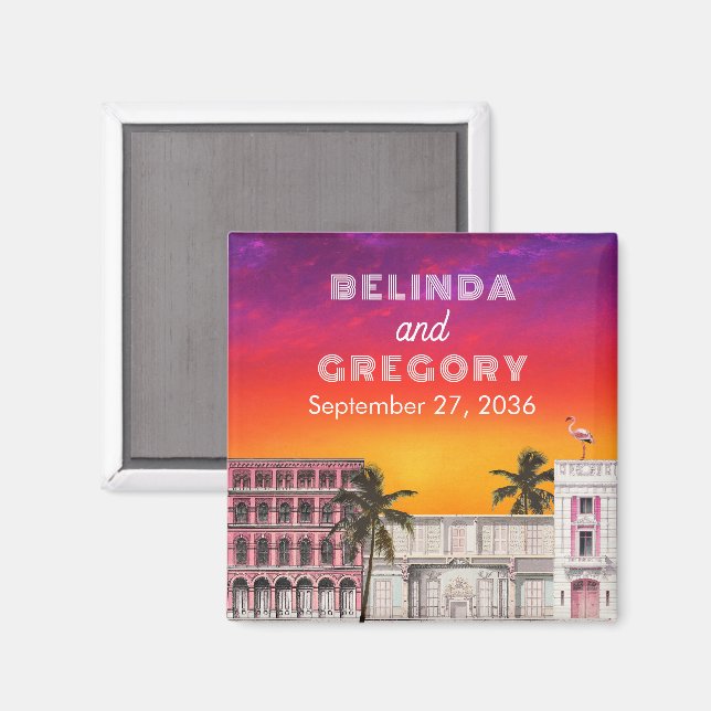 Íman Miami Beach Rainbow Row Charleston Palm Wedding (Front/Back)