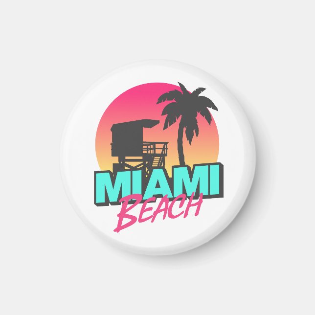 Íman Miami Beach Viagem Vintage (Frente)