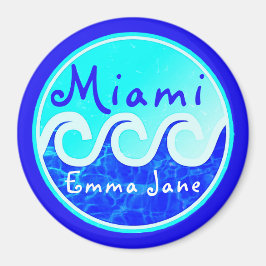 Íman Miami Ocean Waves Blue Sky Seu Nome