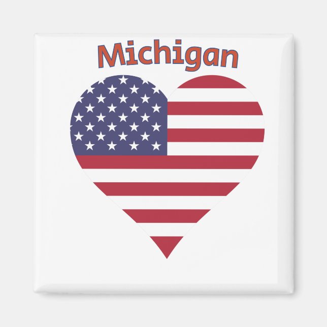 Íman Michigan American Flag Heart (Frente)