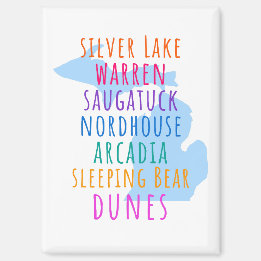 Íman Michigan Sand Dunes Rainbow Text Magnet