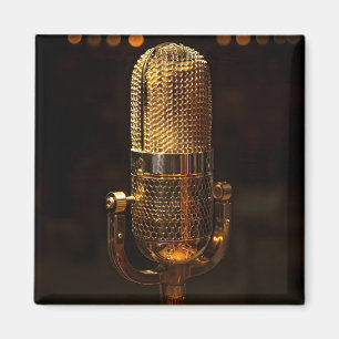 Íman Microfone dourado da Vintage