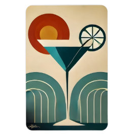 Íman Mid Century Modern Art Mountain Sunrise Martini