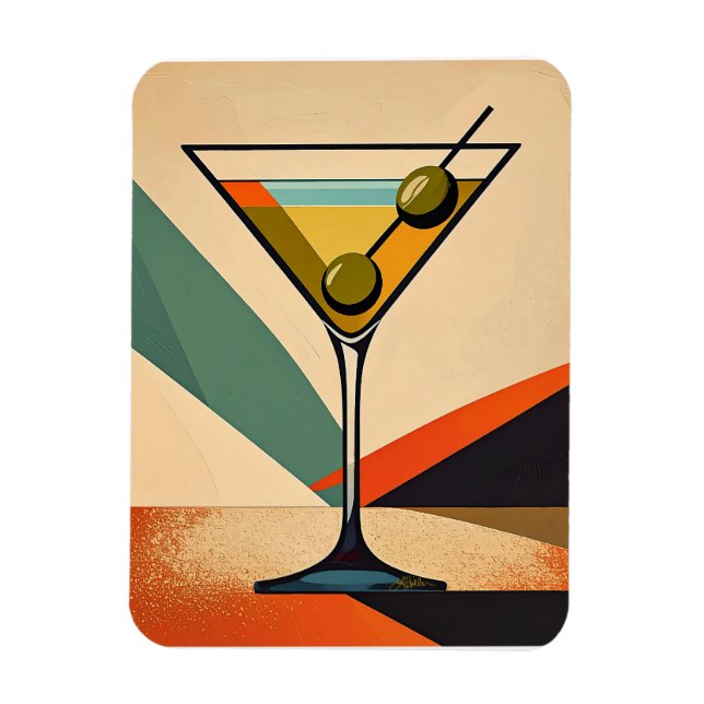 Íman Mid Century Modern Color Block Martini Art (Vertical)