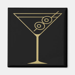 Íman Mid Century Modern Dourado 2 Azeitonas Martini