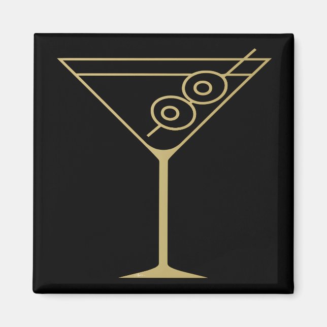 Íman Mid Century Modern Dourado 2 Azeitonas Martini (Frente)