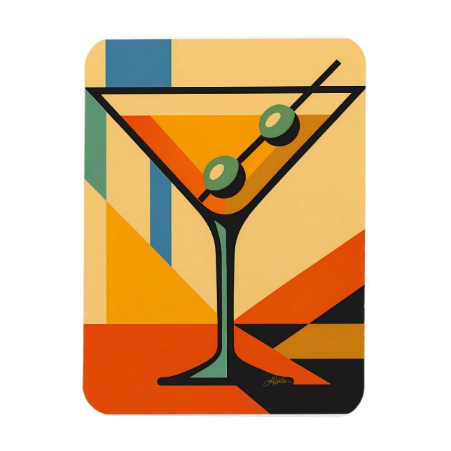Íman Mid Century Modern Sunrise Bauhaus Martini (Vertical)