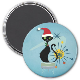 Íman Mid Century Style Christmas Cat 3" Magnet