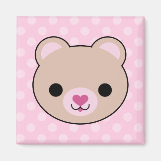 Íman Mídia de Bolinhas rosa do Urso de Teddy Kawaii