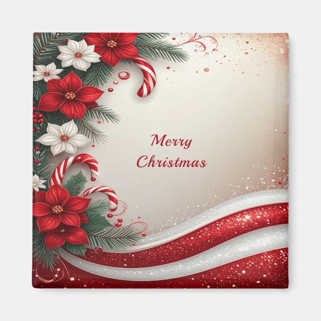 Íman Mídia de Natal Floral Candy Canes (Frente)