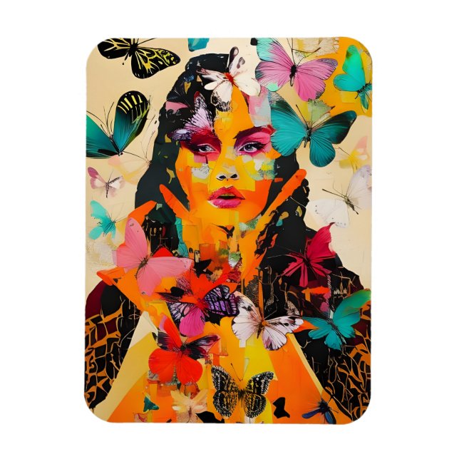 Íman Mídia mista de mulheres e borboletas (Vertical)