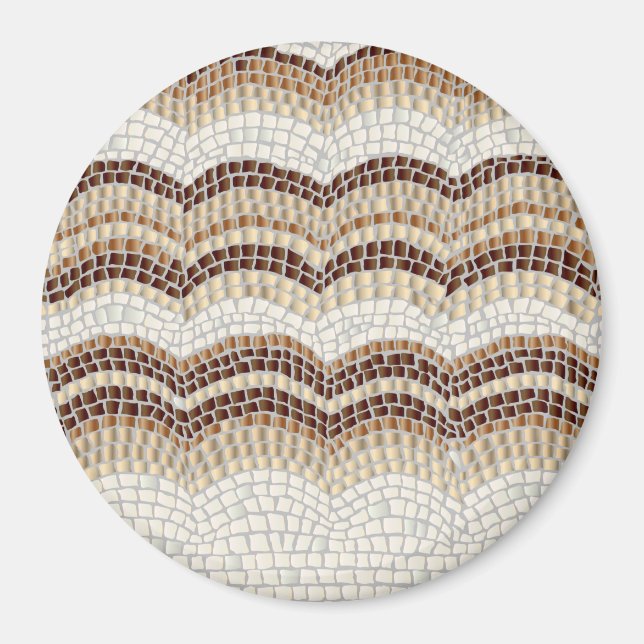 Íman Mídia redonda bege mosaico grande (Frente)