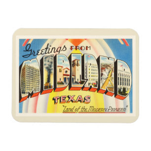Íman Midland Texas TX Antiga Viagens vintage Souvenir