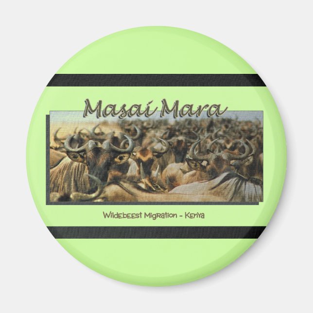 Íman Migração de Wildebeest / Gnu, ímãs de safari (Frente)