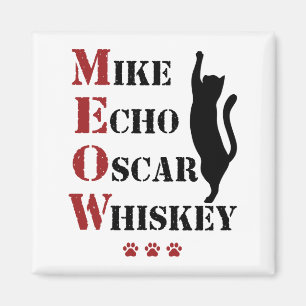 Íman Mike Echo Oscar Whiskey MEOW Cat