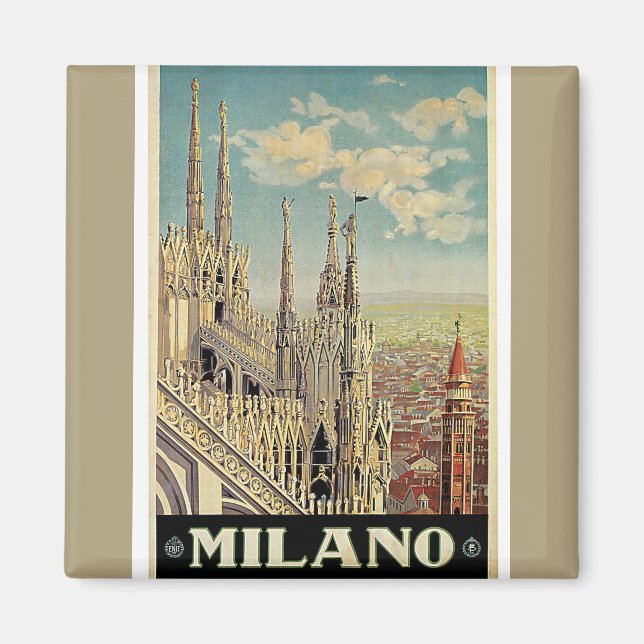 Íman Milano Milão Itália Viagens vintage Magnet (Frente)