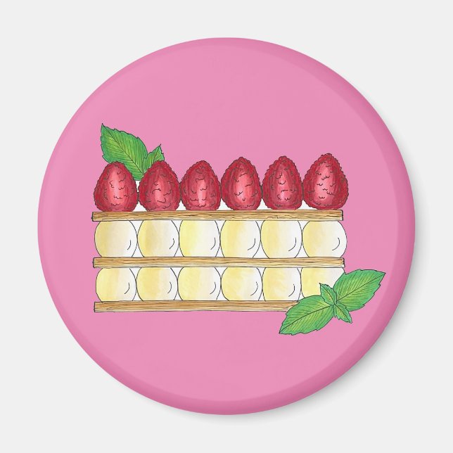 Íman Mille Feuille Comida francesa Puff Framboesas de p (Frente)