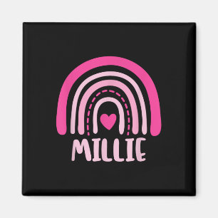 Íman Millie Name Heart Cute Personalised Rainbow