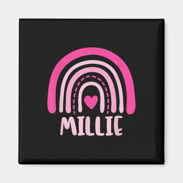 Íman Millie Name Heart Cute Personalised Rainbow (Frente)