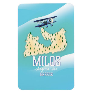 Íman Milos, poster de viagens grego art. do mapa da