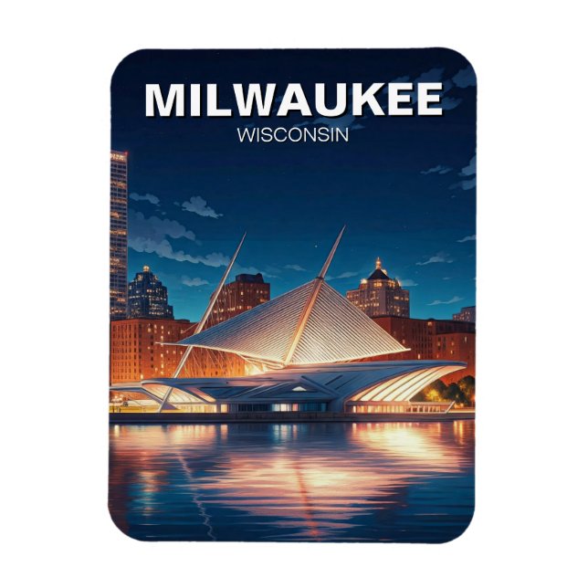 Íman Milwaukee Museum of Art Viagem à Noite (Vertical)