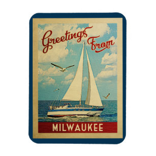 Íman Milwaukee Sailboat Viagens vintage Wisconsin